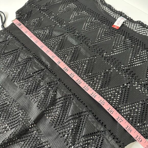 No Boundaries Black Mesh Swim Coverup Sz S Pullover Drawstring Tassel Beach NoBo - Picture 11 of 13
